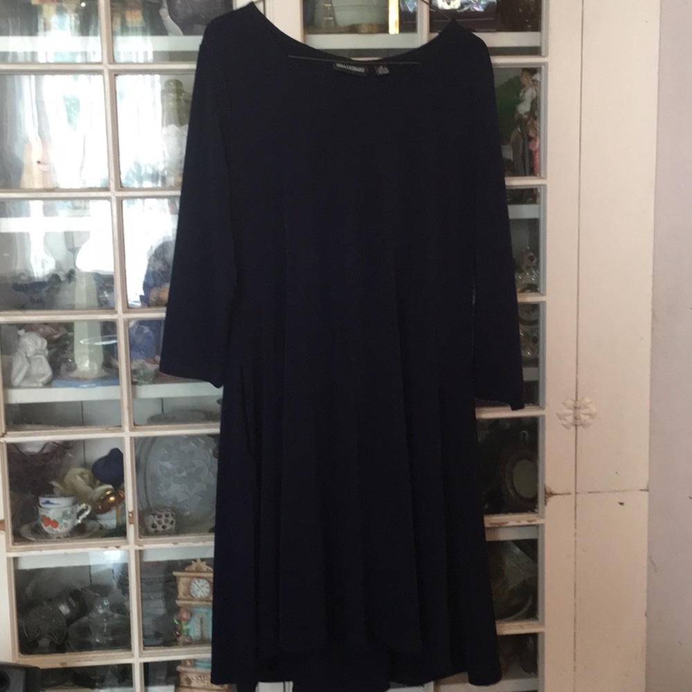 Navy loose fitting dress.